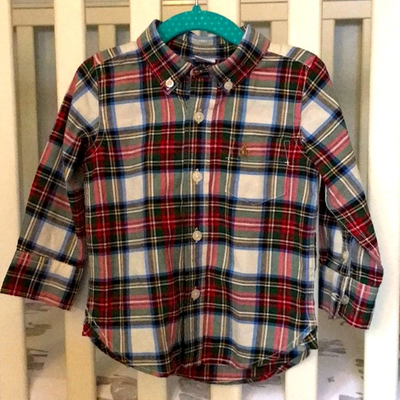 Worn once baby Gap tartan Oxford shirt 12-18 months - Picture 3 of 5